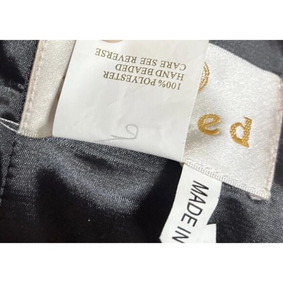 Aspeed Vtg USA Made Mini Dress Metallic Silver Formal Party Rhinestone Bow US 10 - Picture 9 of 11